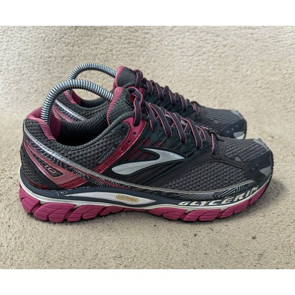 Brooks Glycerin 10 Running Shoes Sneakers Gray Pink Lace Up Women’s Size 9 - Picture 1 of 9